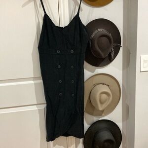 Strappy double-breasted dress in Japanese cupro Size 12